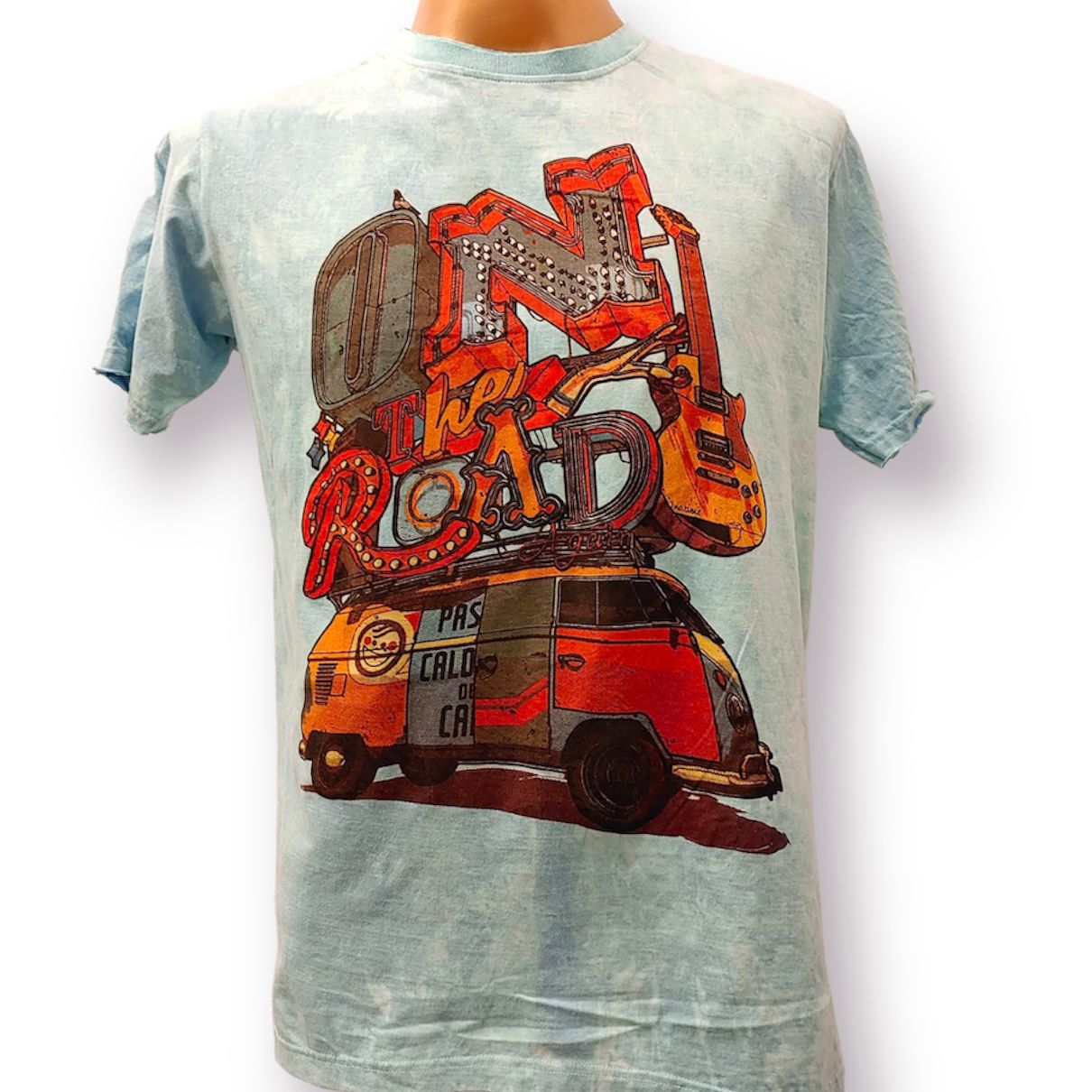 On the Road Sky Blue Vintage Men s T Shirt By No Time