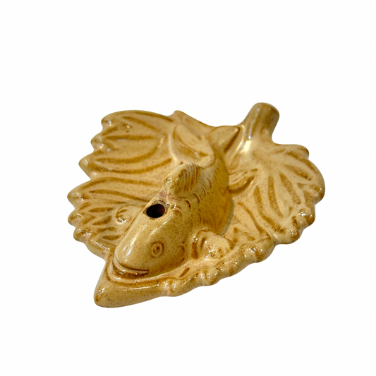 Glazed Fish on Leaf Incense Holder